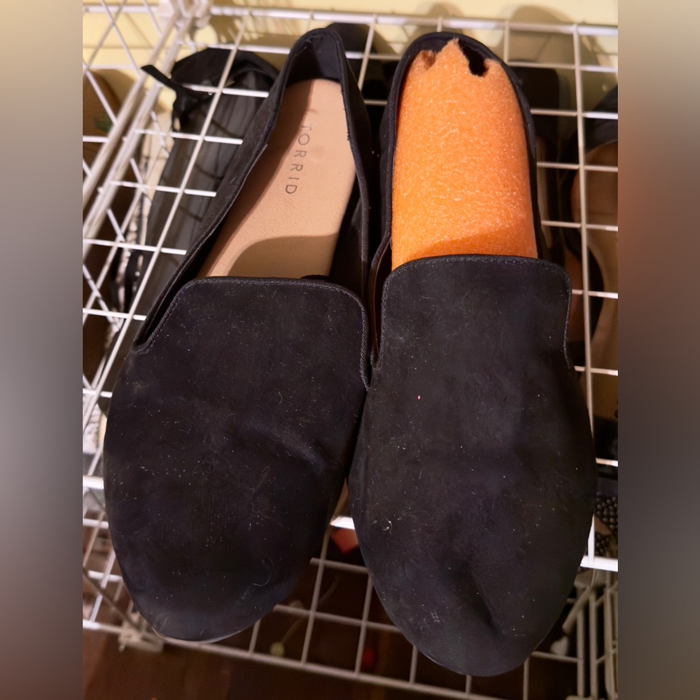 Torrid Black velvety slip on loafers, 10W